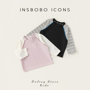 
INSbobo children's tops 2026 spring new boys' long-sleeved T-shirt girls raglan sleeve clothes early spring wear