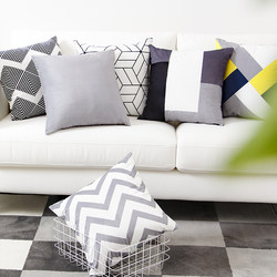 Nordic Minimalist Personalized English Creative Letter Pillow Modern Striped Black and White Cushion Sofa Living Room Pillowcase Core