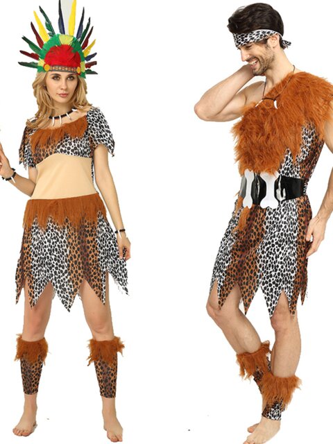 Savage clothing primitive African savage Indian clothes men and women leopard -top indigenous hunter performance clothing