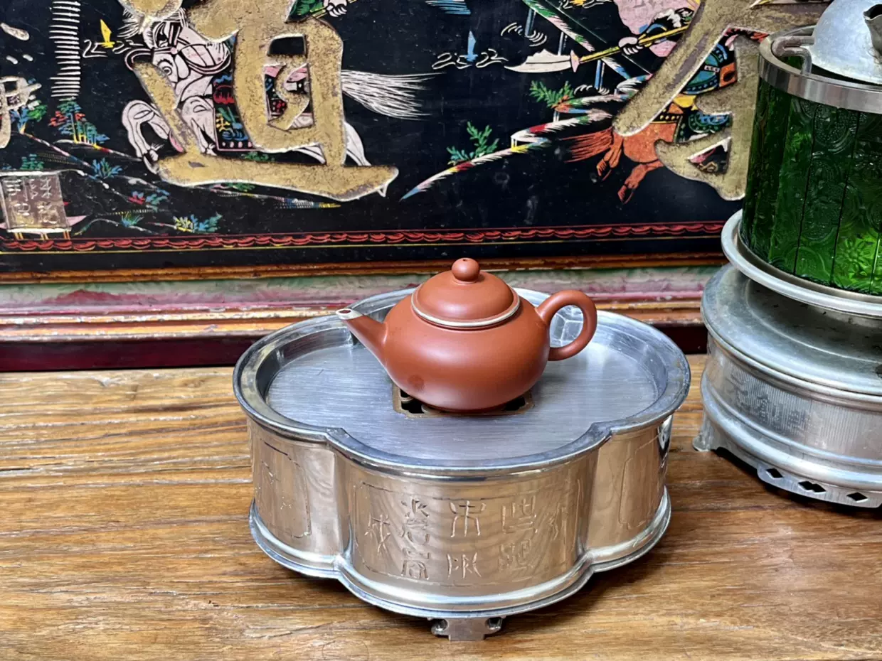 潮州工夫茶器铜钱漏款海棠长方锡茶盘锡壶承锡器茶具潮汕老作坊-Taobao