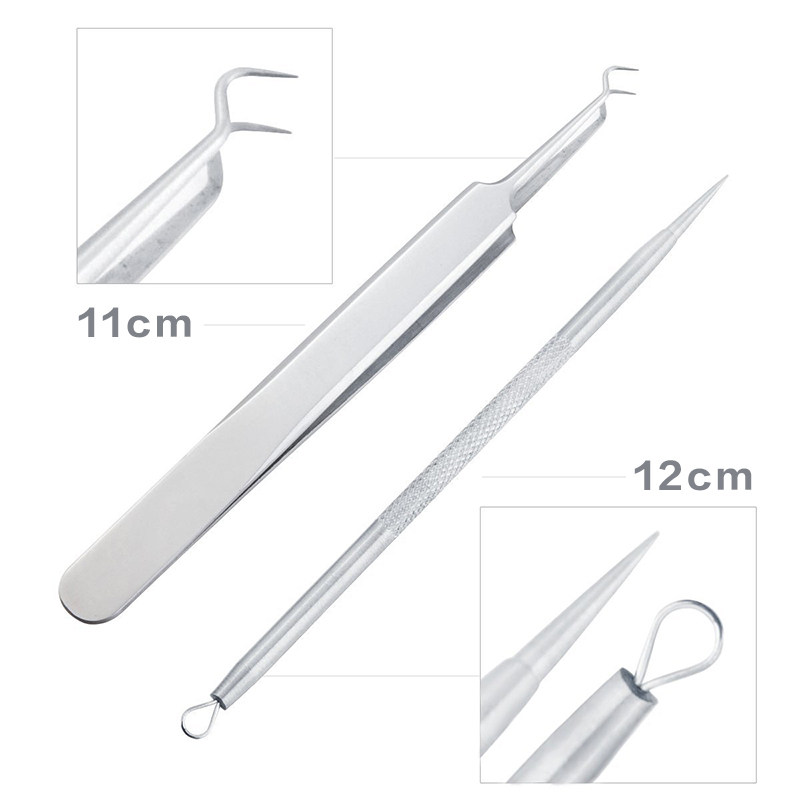 여드름을 골라내고 블랙헤드를 제거하는 여드름 바늘, 지방 입자를 제거하는 미용실 핀셋, 여드름과 여드름을 제거하는 피부 관리 도구 세트-