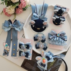 Handmade Lolita Zootopia Judy Parent-Child Hair Accessories, Elastic Ear Headbands, Bunny Police Officer Hat Accessories