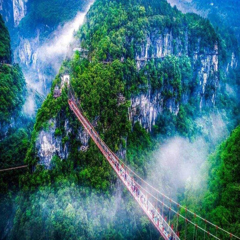 恩施旅游含机票0购物屏山恩施大峡谷地心谷清江石林6天5晚跟团游