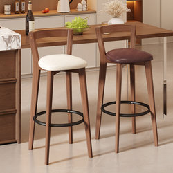 Solid Wood Bar Stools with Backrest, Vintage High Stools for Home Use, Island Stools, Bar Cashier Stools, Commercial Dining Chairs