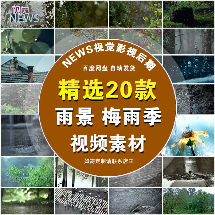 清新森林雨景自然花草梅雨季节屋檐滴水唯美镜头实拍视频素材