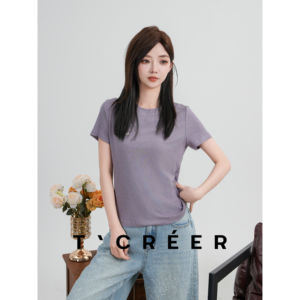 
TCREER [Man Time] Designed textured short-sleeved solid color versatile daily commuting bottoming shirt