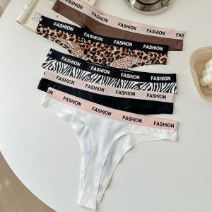 Tback markless thong underwear one-piece sexy leopard print sports fitness yoga thong for women everyday wear