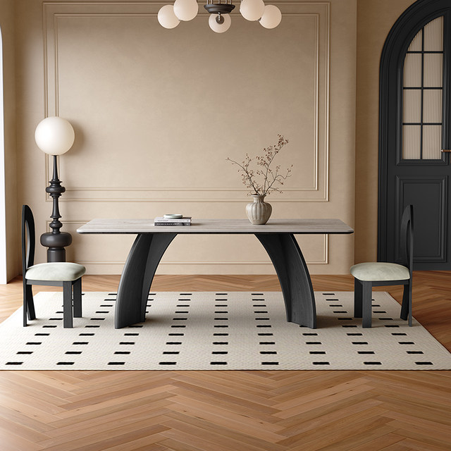 French retro solid wood dining table rectangular modern minimalist ...