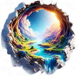 Popular 3D Visual Effect Beautiful Scenery Pattern Restaurant Door and Window Wall Decoration Stickers Car Body Waterproof Stickers