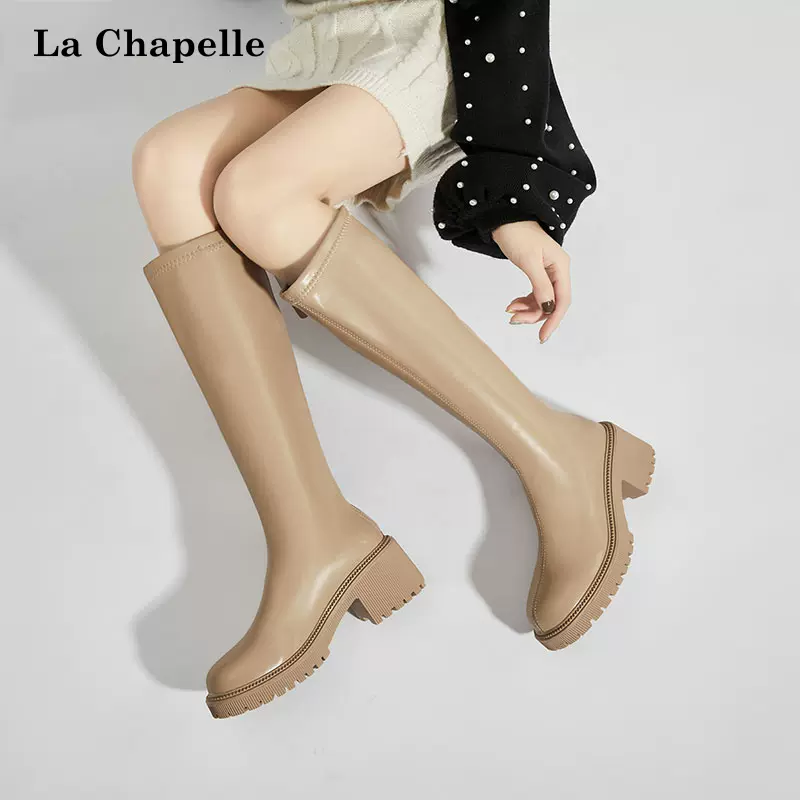 La Chapelle 拉夏贝尔 22年秋季款 加绒不过膝女式长筒靴 双重优惠折后￥119.1包邮 多款可选