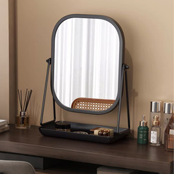 Light Luxury Style Makeup Mirror, Desktop Tabletop Vanity Mirror for Home Use, High-Definition Dressing Mirror with Base, Can Store Large Mirror