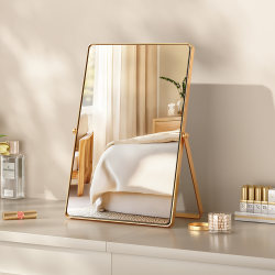 Ins-Style Foldable Makeup Mirror, Desktop Tabletop Mirror for Home Bedroom Dressing Table, High-End Iron Art Large Dressing Mirror