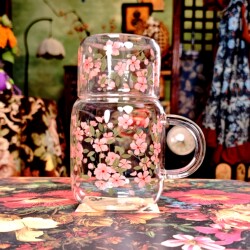 Glass Cup with Large Capacity, High Temperature Resistance, Good-Looking Design, Suitable for Dormitory and Home Use, with Handle, 800ml Water Bottle