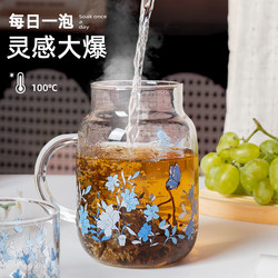 [Benefits] High-Temperature Resistant Transparent Glass Cup for Office, Cold Drinks, Tea, with Handle, Drinking Cup