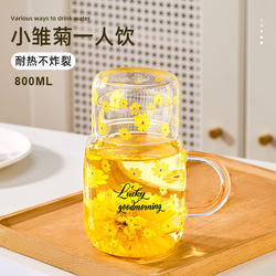 High Temperature Resistant Daisy Glass Cup Office Cold Drink Cup Tea Cup with Handle Drinking Cup