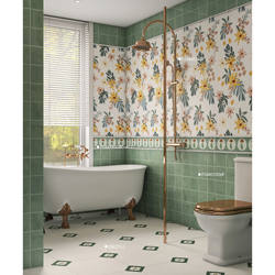 French Retro Bathroom Tiles French Green Pattern Wall Tiles 400X800 Kitchen Non-Slip Glossy Tiles