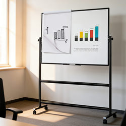 Aucs Double-Sided Whiteboard Writing Board with Stand, Magnetic Hanging Paper Board for Teaching, Home Use, Office Meetings, Training Classes, Chalk Writing Board, Mobile Green Board with Stand, Erasable Handwritten Board