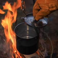 Outdoor 430 stainless steel kettle 1.2L hanging pot picnic teapot portable cookware picnic self-driving tour boiling pot