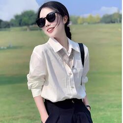 Elegant Polo Collar Shirt for Women, Autumn/Winter 2026 Spring New Style, Casual Loose Layered Inner Layering Shirt