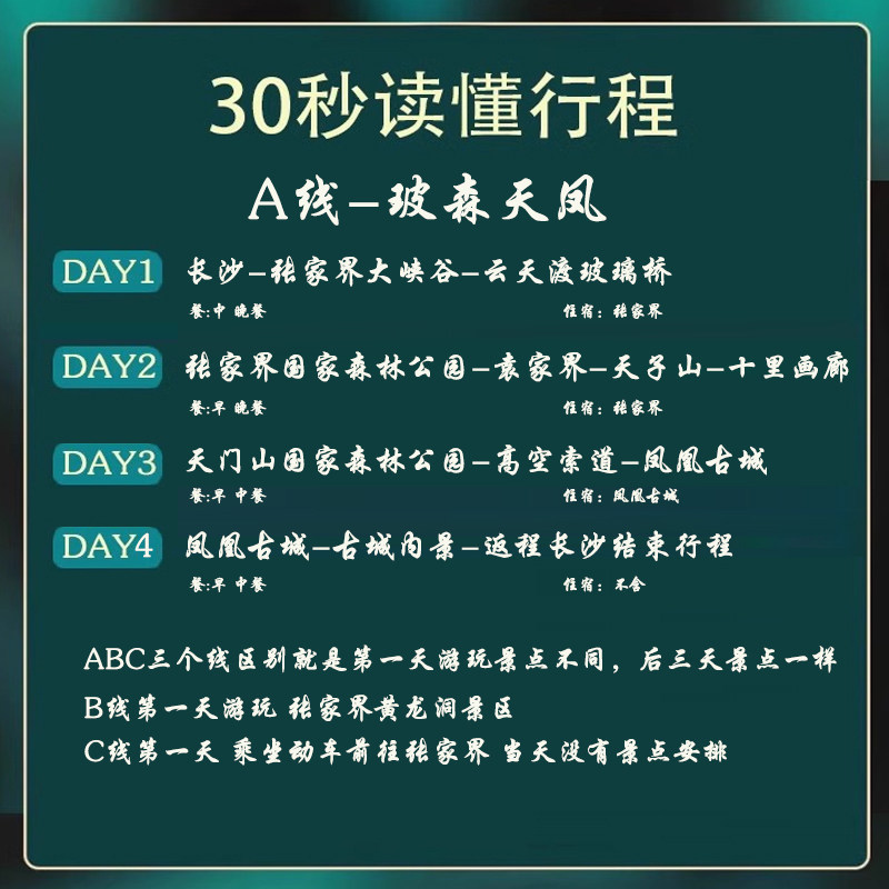 湖南张家界旅游4天3晚纯玩跟团游森林公园天门山凤凰赠送百龙天梯