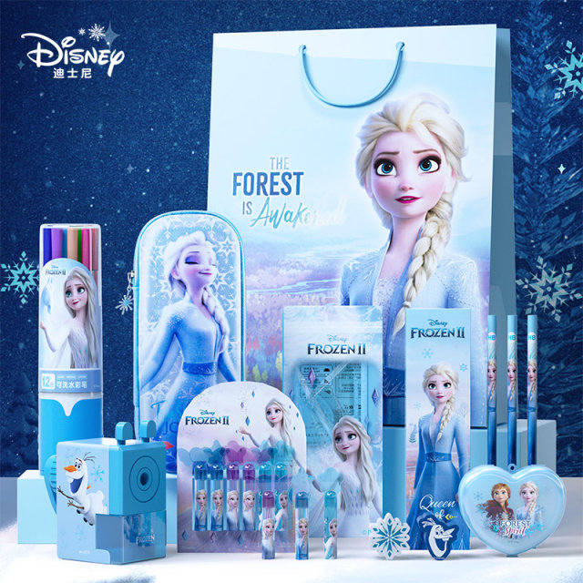 Disney Frozen Electric Stationery Gift Box Set Primary School Gift Pack Girls' Special Exam Start-up School Supplies Cartoon Gift First Grade Three-Five-Piece Set Children's Kindergarten