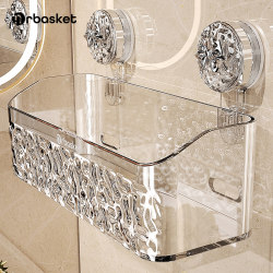 Suction Cup Storage Rack Bathroom Shelf No-Drill Washroom Sink Hanging Basket Wall-Mounted Storage Rack