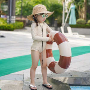 
Girls ins one-piece swimsuit summer baby girl long sleeve sun protection quick-drying swimsuit little girl cute swimsuit trendy