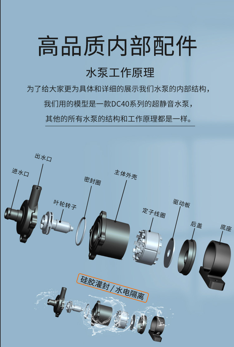 Zksj DC40M 静音水中ポンプ - 水槽用ポンプ