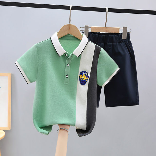 Boys Suit Summer Big Children Short-Sleeved T-Shirt POLO Shirt 2024 New ...