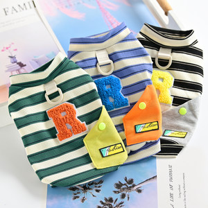 
Pet small dog clothes Teddy Bichon dog clothes thin spring and summer new striped vest for traction