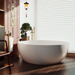 One-Piece Artificial Stone Freestanding Health-Preserving Round Bathtub for Home, Guesthouses, and Hotels, a Popular Bath Tub