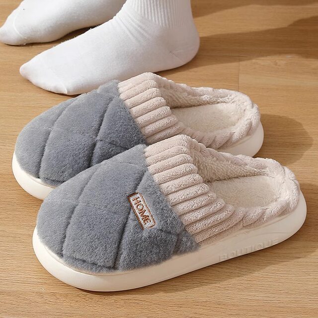 Cotton Slippers Men's Poop Feeling Winter Home Indoor Non-Slip Warm Platform Slippers