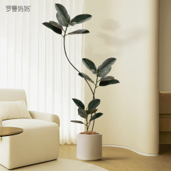 Black Diamond Artificial Green Plant, High-End Light Luxury, Minimalist Style, Bionic Plant, Rubber Tree, Living Room Potted Plant, Large Decorative Piece
