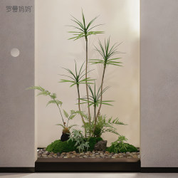 Roman's Mother's Artificial Green Plant Landscaping for Indoor Entrance, Window Display, Bionic Fake Tree, Staircase Corner Decoration, Floor-Standing Landscape