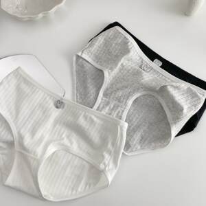 
Tutu* Simple Cotton Underwear Women's Low Waist Striped Breathable Cotton Crotch Lifting Hip Seamless Briefs Girls Fashion