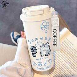 316 Stainless Steel Thermos Cup, Large Capacity, New Model for Men and Women, Car-Mounted Portable Student Straw Coffee Cup