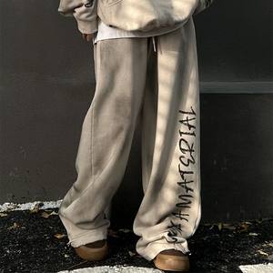 
American retro pants men's high street dirty wasteland style graffiti sports pants students autumn and winter casual trousers