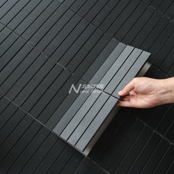 Natural Marble Stone Long Strips Black Dark Gray Mosaic Tiles Hotel Villa Cafe Catering Industrial Style