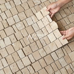 Retro-Style Limestone Beige Stone Mosaic Clothing Store Coffee Shop Shop Interior Decoration Irregular Stone Background Wall Tiles