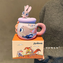 Zootopia Judy Nick Ceramic Mug with Lid Household Couple Water Cup Girls' Birthday Gift