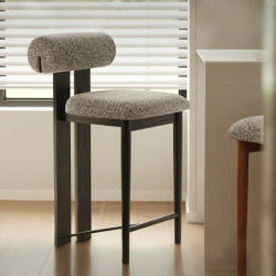 French Designer High Bar Stool with a Retro Style, Home-Use Backrest Island Stool, Bar Counter Solid Wood Chair