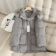 Lemon + white goose down! Fashionable and versatile big fur collar hooded simple waisted mid-length down jacket for women in winter