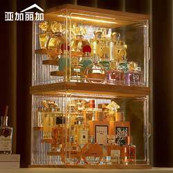 Makeup Box Storage Cabinet Display Rack Organizer Wooden Desktop Storage Box Large Capacity Skin Care Products Transparent Perfume Dustproof