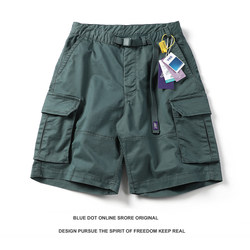 Japanese retro youth purple label 4302 retro trendy overalls shorts men's loose casual mid-pants five-quarter pants shorts
