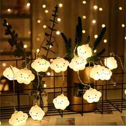 New direct selling LED creative white clouds, smiles, clouds and stars light string, children's bedroom tent birthday decoration battery