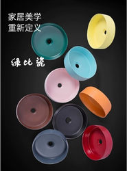 Trendy Countertop Washbasin Single Basin for Home Use, Deepened Ceramic Round Washbasin for Hotel Countertops