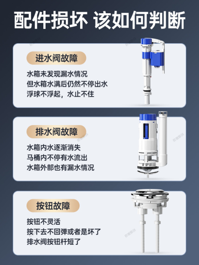 马桶水箱配件静音抽水阀上水器冲水开关按钮式通用