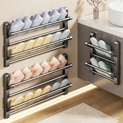 Bathroom Slipper Rack, No-Drill Folding Storage Rack for Bathroom, Shoe Storage Organizer, Wall-Mounted Drainage Rack for Toilet