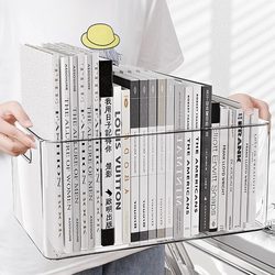 Acrylic Desktop Storage Box, Transparent Dormitory Stationery and Miscellaneous Items Book Storage Rack, Large Capacity Office File Basket