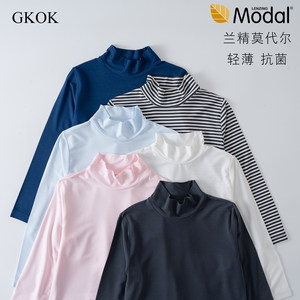 
gkok children's thin half-high collar long-sleeved A-type boys' bottoming shirt T-shirt girls' autumn clothes simple baby tops